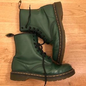 Dr. Martens Green Boots, 1460 Smooth, Size 8 US W